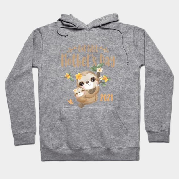 Cute Sloth Mom and Baby Mothers Day 2021 Hoodie by ArtedPool